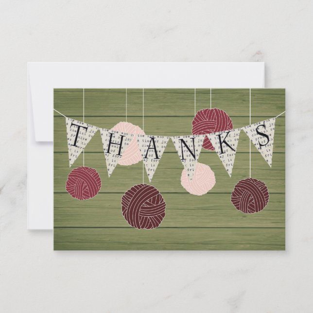 Rustic flat thank you note - yarn theme (Front)
