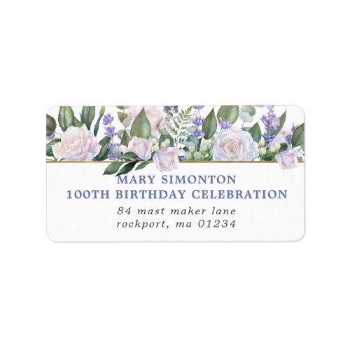 Rustic Floral 100th Birthday Party Return Address Label