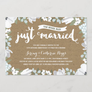 Rustic Floral 10th Wedding Anniversary Invitation