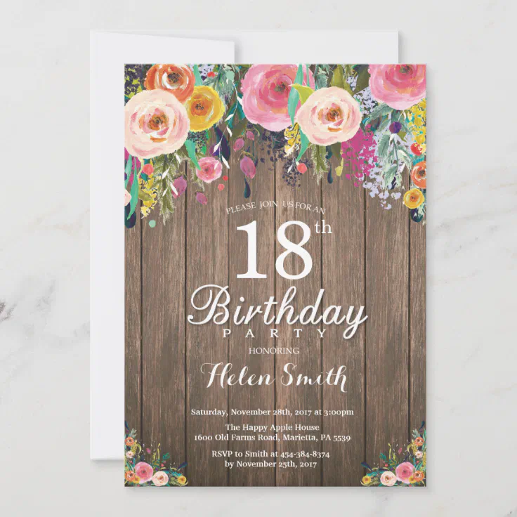 70th Birthday Invitations for Women Your choice of Age Quantity and Envelope Color Rustic Pink Floral 30th Birthday Invitations for Women 60th Birthday Invites 40th Birthday Invitations for Women 