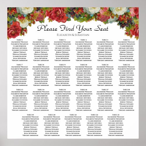 Rustic Floral 23 Table Wedding Seating Chart