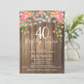 Rustic Floral 40th Surprise Birthday Brunch Invitation (Standing Front)