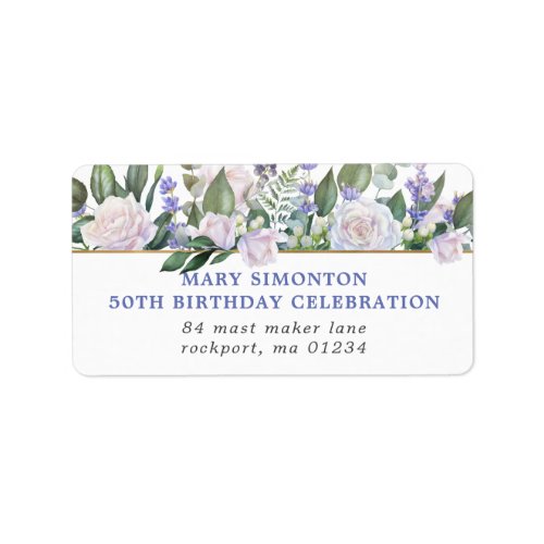 Rustic Floral 50th Birthday Party Return Address Label