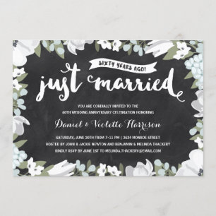 Rustic Floral 60th Wedding Anniversary Invitation
