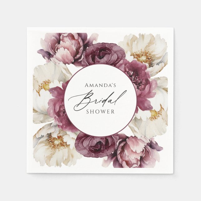 Rustic Floral Abundance Bridal Shower Napkins (Front)