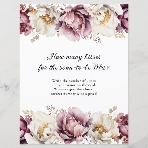 Rustic Floral Abundance How Many Kisses Game