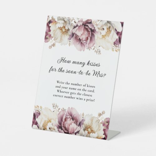 Rustic Floral Abundance How Many Kisses Game Pedestal Sign