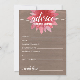 Rustic Floral Advice for the Bride Bridal Shower Card
