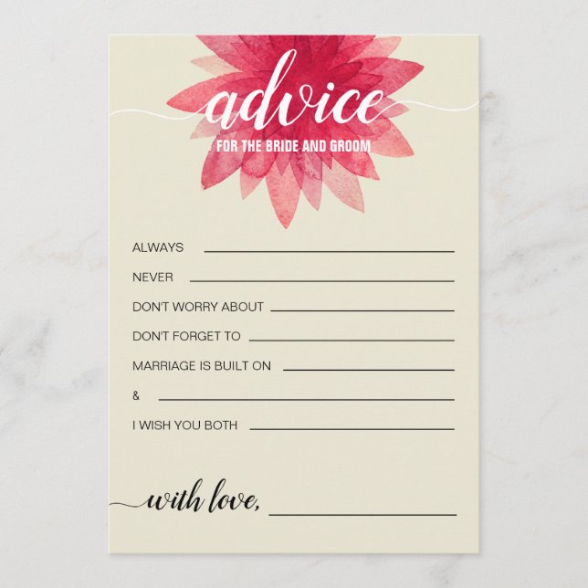 Rustic Floral Advice for the Bride Bridal Shower Card (Front)