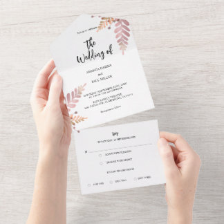 Rustic Floral All In One Wedding Invitation
