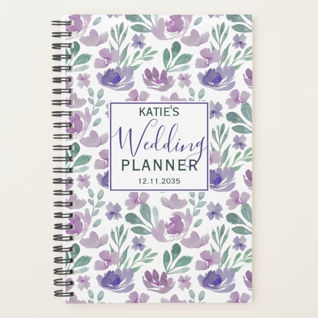 Rustic Floral All Over Pattern Wedding Planner (Front)