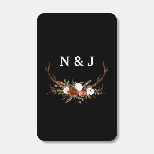 Rustic floral and antlers initials wedding  matchboxes