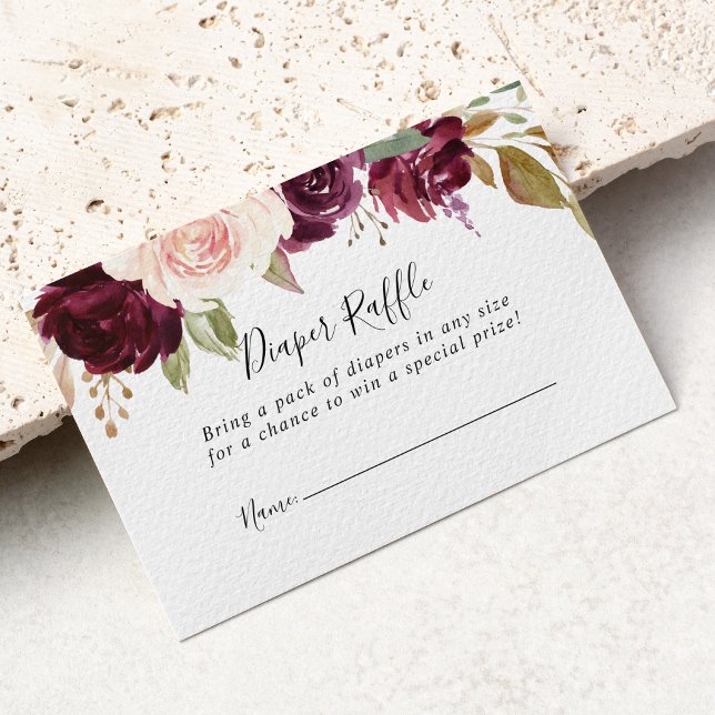 Rustic Floral and Botanical Diaper Raffle Ticket Enclosure Card (Creator Uploaded)