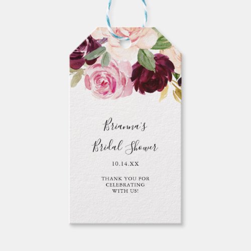 Rustic Floral and Botanical Foliage Bridal Shower Gift Tags
