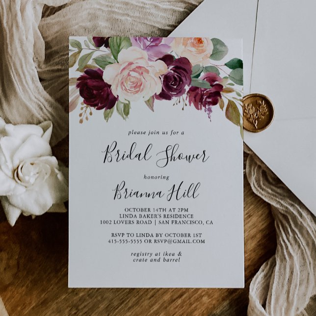 Rustic Floral and Botanical Foliage Bridal Shower Invitation (Creator Uploaded)