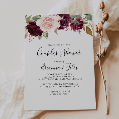 Rustic Floral and Botanical Foliage Couples Shower Invitation