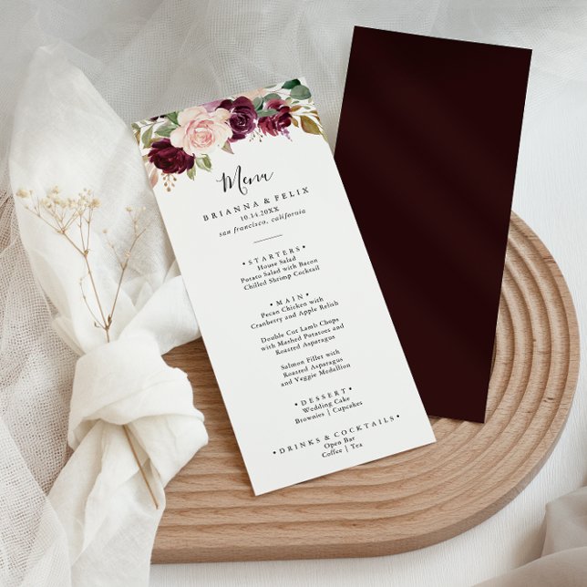 Rustic Floral and Botanical Foliage Dinner Menu (Creator Uploaded)