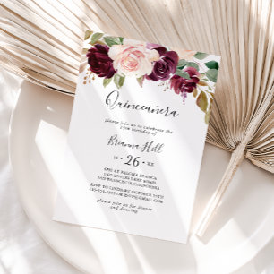 Rustic Floral and Botanical Foliage Quinceañera Invitation