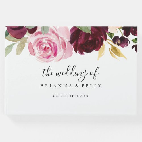 Rustic Floral and Botanical Foliage Wedding Guest Book