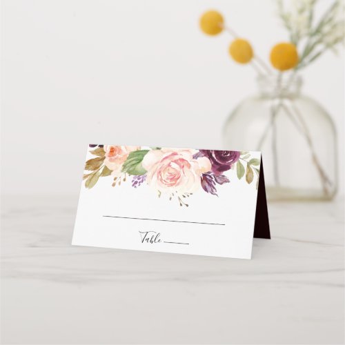 Rustic Floral and Botanical Foliage Wedding Place Card