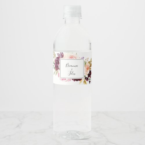 Rustic Floral and Botanical Foliage Wedding Water Bottle Label
