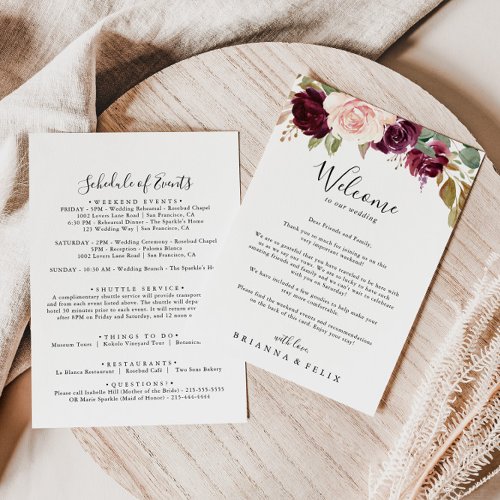 Rustic Floral and Botanical Wedding Welcome Letter