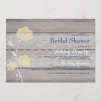 Rustic Floral And Lace Bridal Shower Invitation by Whimzy_Designs at Zazzle
