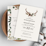 Rustic floral and stag antlers wedding invite<br><div class="desc">Rustic floral and stag antlers wedding invite. With beautiful watercolor details. This modern wedding invite is sure to set the style for your big day.</div>