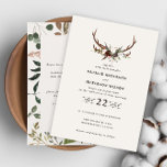 Rustic floral and stag antlers wedding invite<br><div class="desc">Rustic Antler Floral Wedding Invitation | Woodland Boho Winter Barn Wedding Invite | Elegant Neutral Botanical Deer Antlers Celebrate your love story with this elegant rustic antler wedding invitation featuring delicate florals nestled between classic deer antlers. Perfect for woodland, barn, boho, fall or winter weddings, this neutral botanical design blends...</div>
