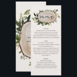 Rustic floral and woodlice antlers wedding menu<br><div class="desc">Rustic floral and wood slice wedding menu. Modern rustic wedding range with watercolor foliage,  floral and stag design. Part of a collection</div>