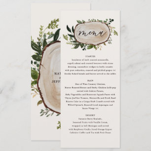 Rustic floral and woodlice antlers wedding menu