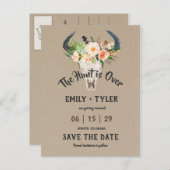 Rustic Floral Antelope Hunt is Over Save The Date Announcement Postcard (Front/Back)