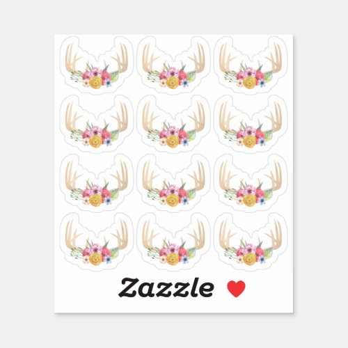 Rustic Floral Antlers Pastel Watercolor Planner Sticker