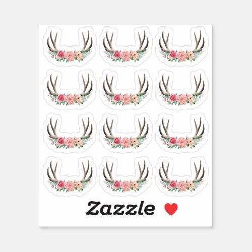 Rustic Floral Antlers Shabby Chic Roses Planner Sticker