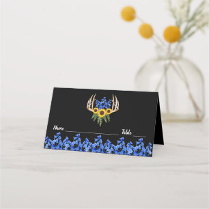 Rustic Floral Antlers Wedding Place Card