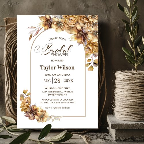 Rustic Floral Arch Bridal Shower Invitation