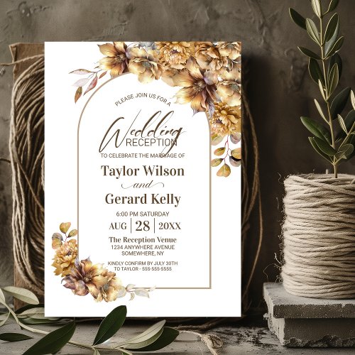 Rustic Floral Arch Wedding Reception Invitation
