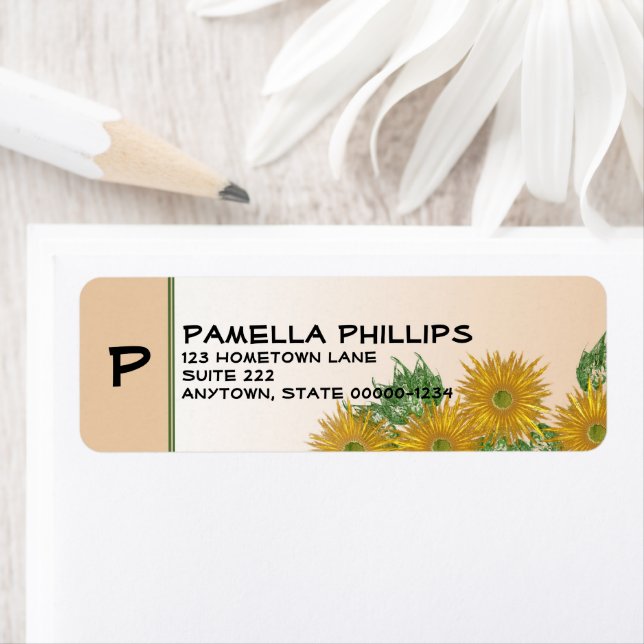 Rustic Floral Art Initial Letter Personalized Label (Insitu)