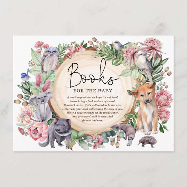 Rustic Floral Australia Animals Books for Baby Enclosure Card (Front)