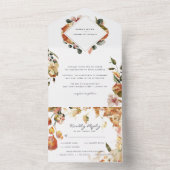 Rustic Floral Autumn Barn Wedding | Fall Leaves All In One Invitation (Inside)