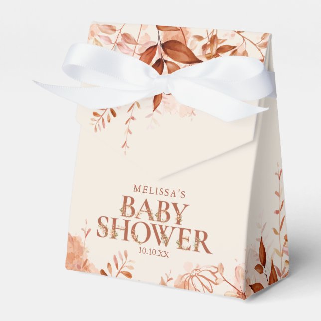 Rustic Floral Autumn Fall Baby Shower Favor Boxes (Front Side)