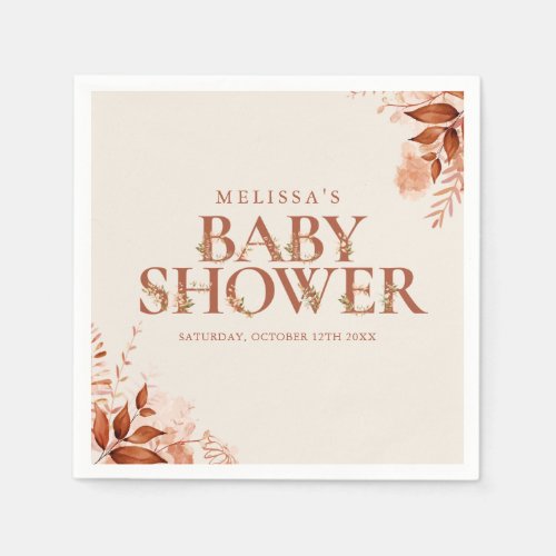 Rustic Floral Autumn Fall Baby Shower Napkins