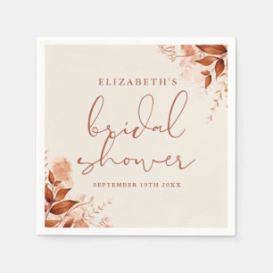 Rustic Floral Autumn Fall Bridal Shower Napkins