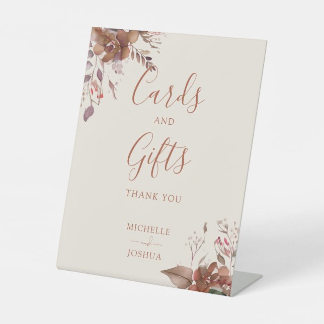 Rustic Floral Autumn Fall Cards And Gifts Pedestal Sign (Front)