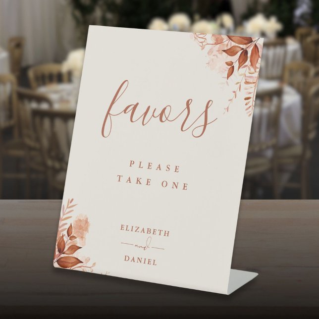 Rustic Floral Autumn Fall Favors Table Pedestal Sign (Rustic Floral Autumn Fall Favors Table Pedestal Sign)