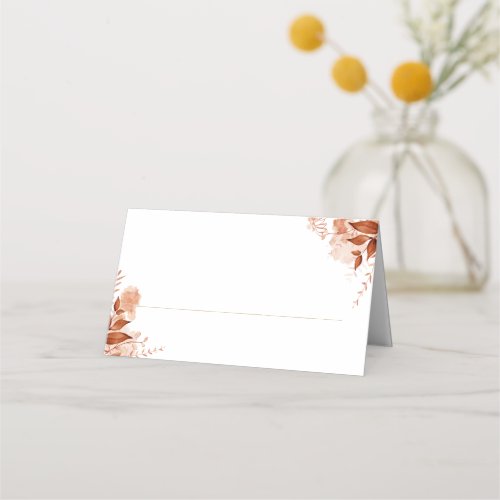 Rustic Floral Autumn Fall Gold Wedding Place Card