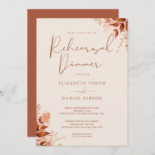 Rustic Floral Autumn Fall Rehearsal Dinner Invitation