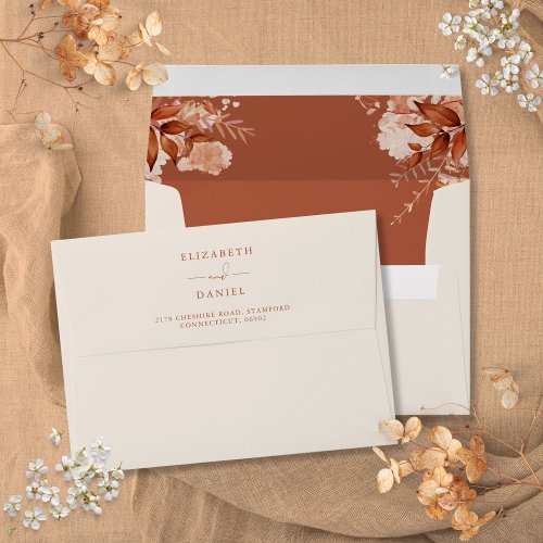 Rustic Floral Autumn Fall Wedding Envelope