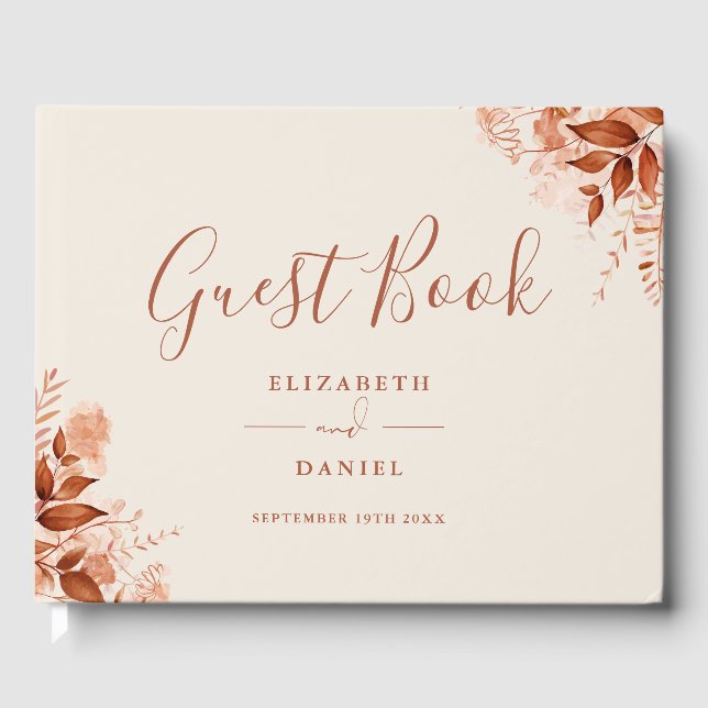 Rustic Floral Autumn Fall Wedding Guest Book (Front)