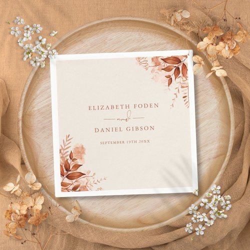 Rustic Floral Autumn Fall Wedding Napkins